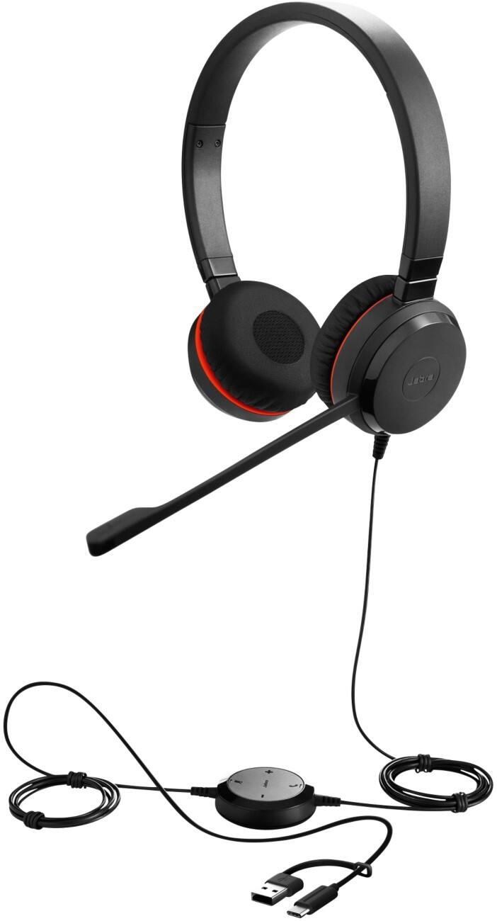 Jabra Evolve Wired Headset Over-the-head USB Without Bluetooth Noise Cancelling Microphone Stereo 30 II Black