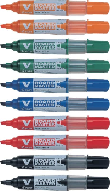 Pilot V-Board Master Whiteboard Marker Assorted Medium Chisel 5.2 mm Pack of 10
