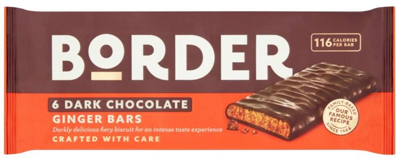 Border Dark Chocolate Ginger Bar Pack of 6 of 144g
