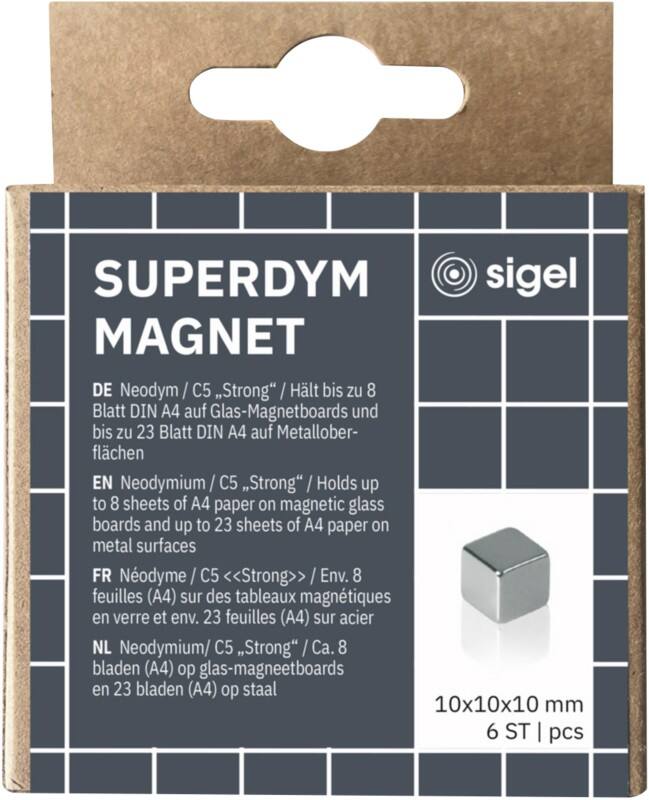 Sigel Magnetic Magnets Lacquered Steel SuperDym C5 1 x 1 x 1 cm Pack of 6