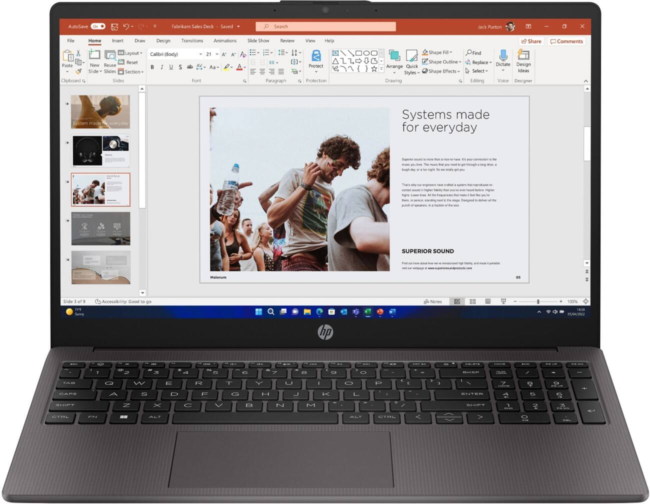 HP 250 G10 15.6 inch Laptop Intel Core I5-1334U 8GB 256GB SSD Full HD Windows 11 Home Silver