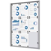 SHOWDOWN Lockable Notice Board Magnetic 71.1 (W) x 96.3 (H) cm Silver 9 x A4