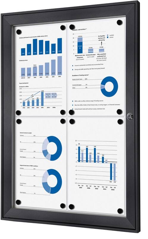 SHOWDOWN Lockable Notice Board Magnetic 52.1 (W) x 69.6 (H) cm Anthracite 4 x A4
