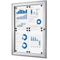 SHOWDOWN Lockable Notice Board Magnetic 52.1 (W) x 69.6 (H) cm Silver 4 x A4