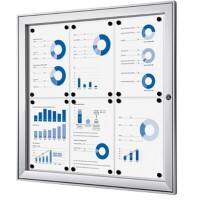 SHOWDOWN Lockable Notice Board Magnetic 74.1 (W) x 69.6 (H) cm Silver 6 x A4