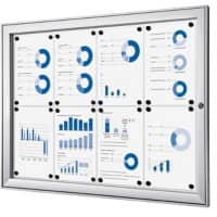 SHOWDOWN Lockable Notice Board Magnetic 96.1 (W) x 69.6 (H) cm Silver 8 x A4