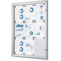 SHOWDOWN Lockable Notice Board Magnetic 74.1 (W) x 100.4 (H) cm Silver 9 x A4