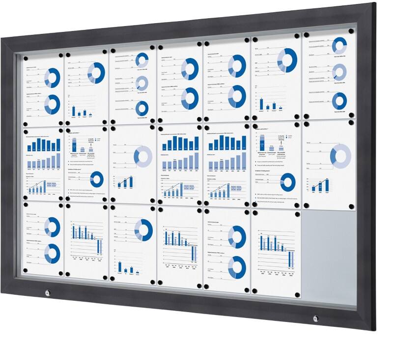 SHOWDOWN Lockable Notice Board Magnetic 168.5 (W) x 106.7 (H) cm Anthracite 21 x A4