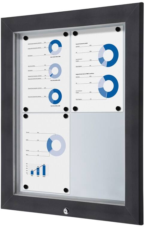 SHOWDOWN Lockable Notice Board Magnetic 58.3 (W) x 76 (H) cm Anthracite 4 x A4