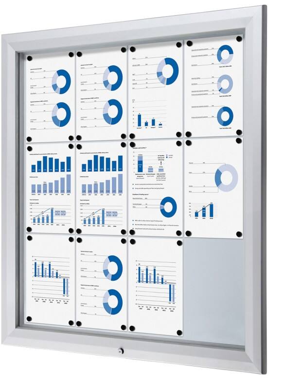 SHOWDOWN Lockable Notice Board Magnetic Outdoor 102.5 (W) x 106.7 (H) cm Silver
