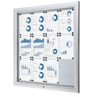 SHOWDOWN Lockable Notice Board Magnetic Outdoor 102.5 (W) x 106.7 (H) cm Silver