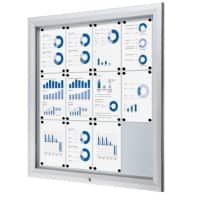 SHOWDOWN Lockable Notice Board Magnetic 102.5 (W) x 106.7 (H) cm Silver 12 x A4