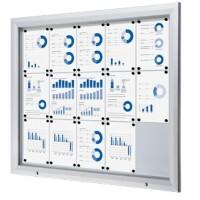 SHOWDOWN Lockable Notice Board Magnetic 124.5 (W) x 106.7 (H) cm Silver 15 x A4