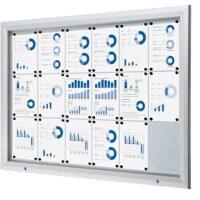 SHOWDOWN Lockable Notice Board Magnetic 146.5 (W) x 106.7 (H) cm Silver 18 x A4