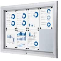 SHOWDOWN Lockable Notice Board Magnetic 102.5 (W) x 76 (H) cm Silver 8 x A4