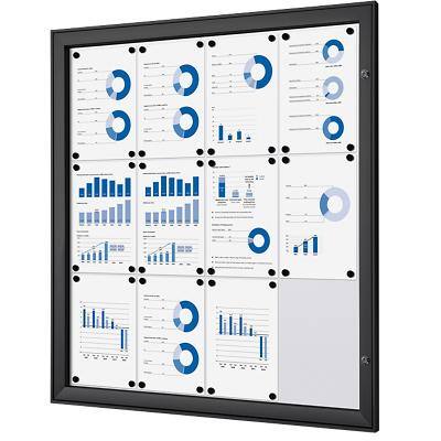 SHOWDOWN Lockable Notice Board Magnetic 96.1 (W) x 100.4 (H) cm Black 12 x A4