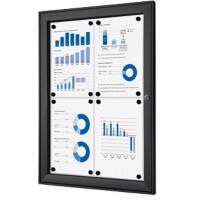 SHOWDOWN Lockable Notice Board Magnetic 52.1 (W) x 69.6 (H) cm Black 4 x A4