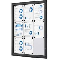 SHOWDOWN Lockable Notice Board Magnetic 74.1 (W) x 100.4 (H) cm Black 9 x A4