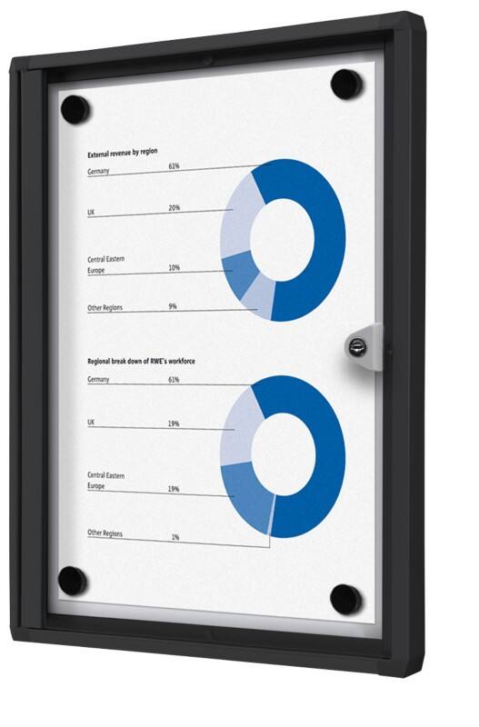 SHOWDOWN Lockable Notice Board Magnetic 27.1 (W) x 35 (H) cm Black 1 x A4