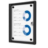 SHOWDOWN Lockable Notice Board Magnetic 27.1 (W) x 35 (H) cm Black 1 x A4