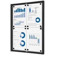 SHOWDOWN Lockable Notice Board Magnetic 49.1 (W) x 65.5 (H) cm Black 4 x A4