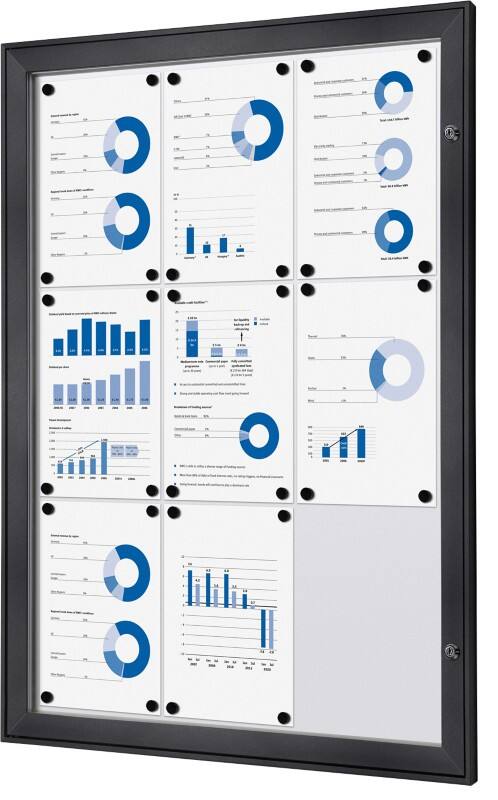 SHOWDOWN Lockable Notice Board Magnetic 74.1 (W) x 100.4 (H) cm Anthracite 9 x A4