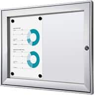 SHOWDOWN Lockable Notice Board Magnetic 52.1 (W) x 38.8 (H) cm Silver 2 x A4
