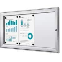 SHOWDOWN Lockable Notice Board Magnetic 74.1 (W) x 38.8 (H) cm Silver 3 x A4