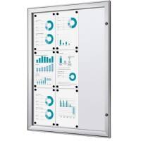 SHOWDOWN Lockable Notice Board Magnetic 74.1 (W) x 100.4 (H) cm Silver 9 x A4