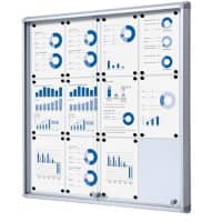 SHOWDOWN Lockable Notice Board Magnetic 94 (W) x 98.2 (H) cm Silver 12 x A4