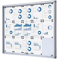 SHOWDOWN Lockable Notice Board Magnetic 116 (W) x 98.2 (H) cm Silver 15 x A4