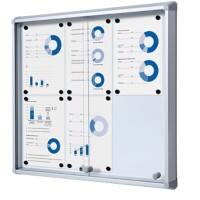 SHOWDOWN Lockable Notice Board Magnetic 72 (W) x 67.5 (H) cm Silver 6 x A4