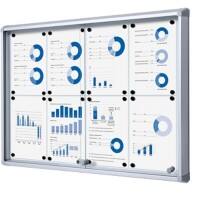 SHOWDOWN Lockable Notice Board Magnetic 94 (W) x 67.5 (H) cm Silver 8 x A4