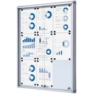 SHOWDOWN Lockable Notice Board Magnetic 72 (W) x 98.2 (H) cm Silver 9 x A4