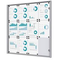 SHOWDOWN Lockable Notice Board Magnetic 93.1 (W) x 96.3 (H) cm Silver 12 x A4