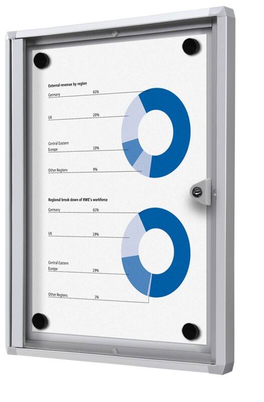 SHOWDOWN Lockable Notice Board Magnetic 27.1 (W) x 35 (H) cm Silver 1 x A4
