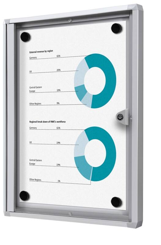 SHOWDOWN Lockable Notice Board Magnetic 27.1 (W) x 35 (H) cm Silver 1 x A4