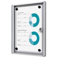 SHOWDOWN Lockable Notice Board Magnetic 27.1 (W) x 35 (H) cm Silver 1 x A4