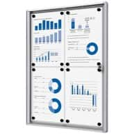 SHOWDOWN Lockable Notice Board Magnetic 49.1 (W) x 65.5 (H) cm Silver 4 x A4