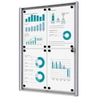 SHOWDOWN Lockable Notice Board Magnetic 49.1 (W) x 65.5 (H) cm Silver 4 x A4