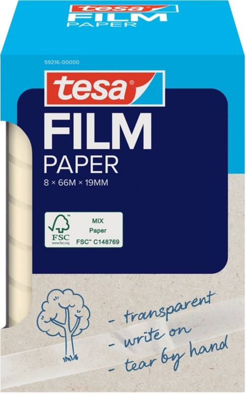 tesa Adhesive Tape tesafilm 59216-00000 Transparent 19 mm (W) x 66 m (L) Paper 66 m Pack of 8