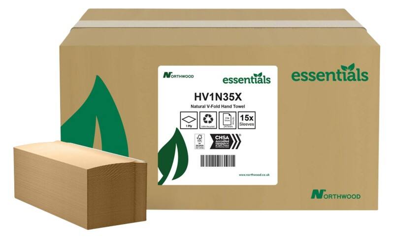 essentials Natural  Paper Hand Towels V-fold Light Brown 1 Ply HV1N35XDS Pack of 3510