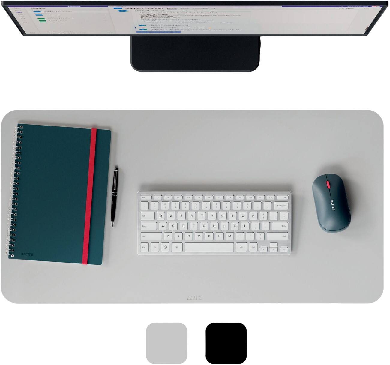 Leitz Large Leather Desk Mat 53850085 Grey 70 x 36 cm Smooth Matt Surface