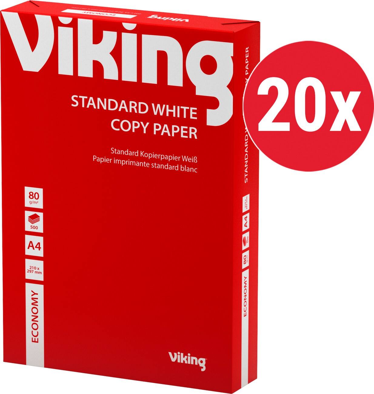 Viking Economy A4 Printer Paper 80 gsm White 146 CIE 20 Packs of 500 Sheets