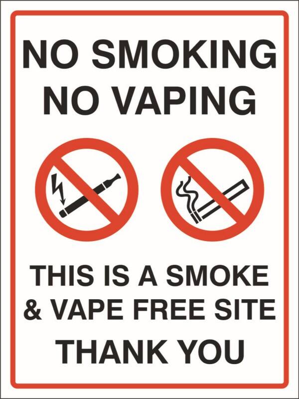 Stewart Superior Safety Sign No Smoking No Vaping self-adhesive Vinyl 0.1 x 30 cm