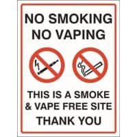 Stewart Superior Safety Sign No Smoking No Vaping self-adhesive Vinyl 0.1 x 30 cm