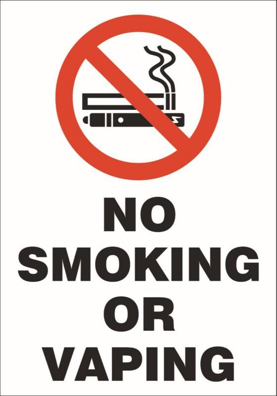 Stewart Superior Safety Sign No Smoking or Vaping self-adhesive PVC (Polyvinyl Chloride) 0.2 x 20 cm NSOV2-150x200SRP