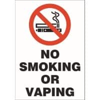 Stewart Superior Safety Sign No Smoking or Vaping self-adhesive PVC (Polyvinyl Chloride) 0.2 x 20 cm
