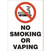 Stewart Superior Safety Sign No Smoking or Vaping Vinyl 200 x 300 mm