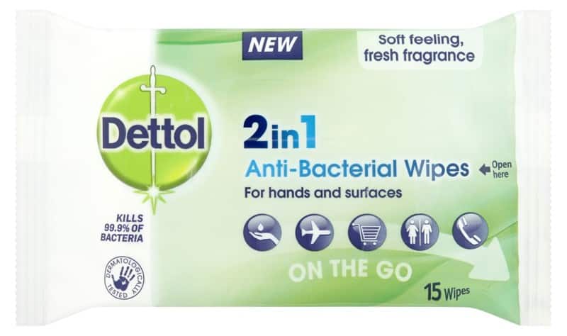 Dettol Paper Hand and Surface Wipes Green, White 10 x 2.2 x 15.8 cm Pack of 15 Wipes